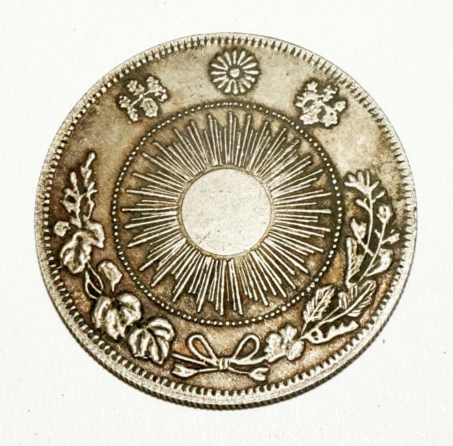 1870s Japanese Rising Sun Dragon 50Sen (Large Size) Silver Coin (NiD)19