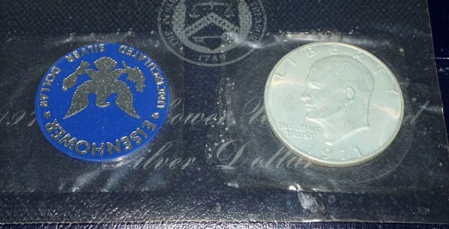 9Pc 1971 (5) & 1972 (3) Eisenhower Uncirc. Silver Dollar 1921 (1) Morgan $ (KiL)