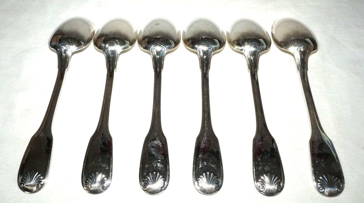 6Pc France Silver Plated Large Spoon Lot Shell Vendome Pat Christofle (NiC) L7