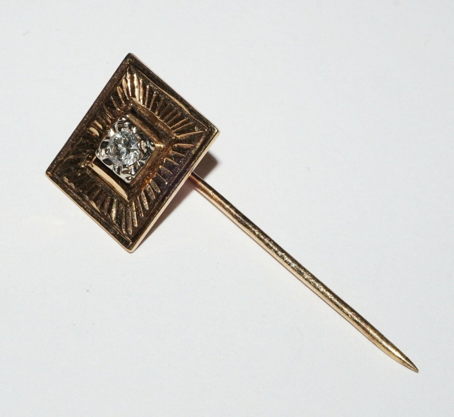 Antique 14k Yellow Gold Pin w. Diamond Accent 0.17ct. (PiC)