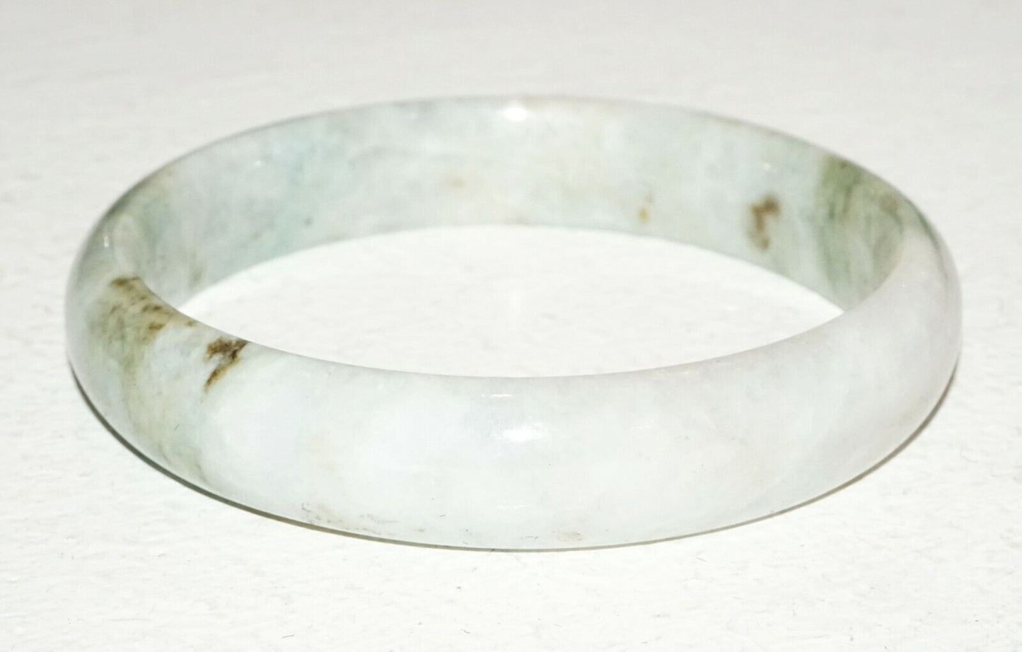 20C Chinese Off White & Green Jadeite Jade Bangle Bracelet (HaY)#15