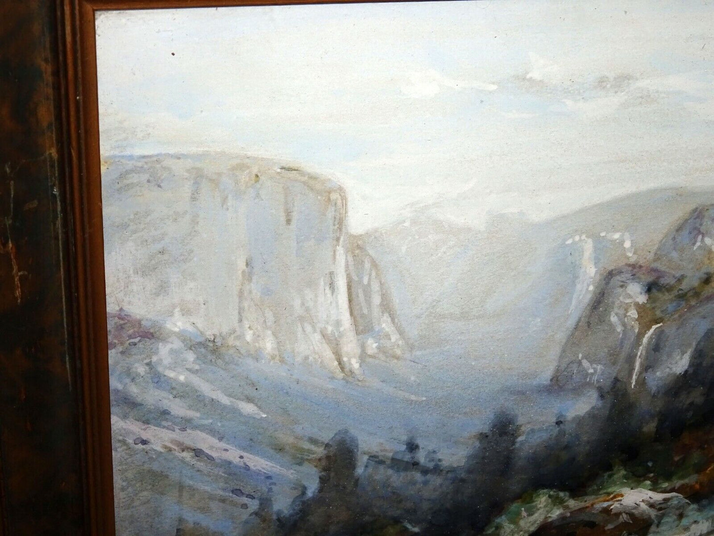 1924 California Gouache Painting on Paper "Yosemite Valley" by J.M. (HeN)