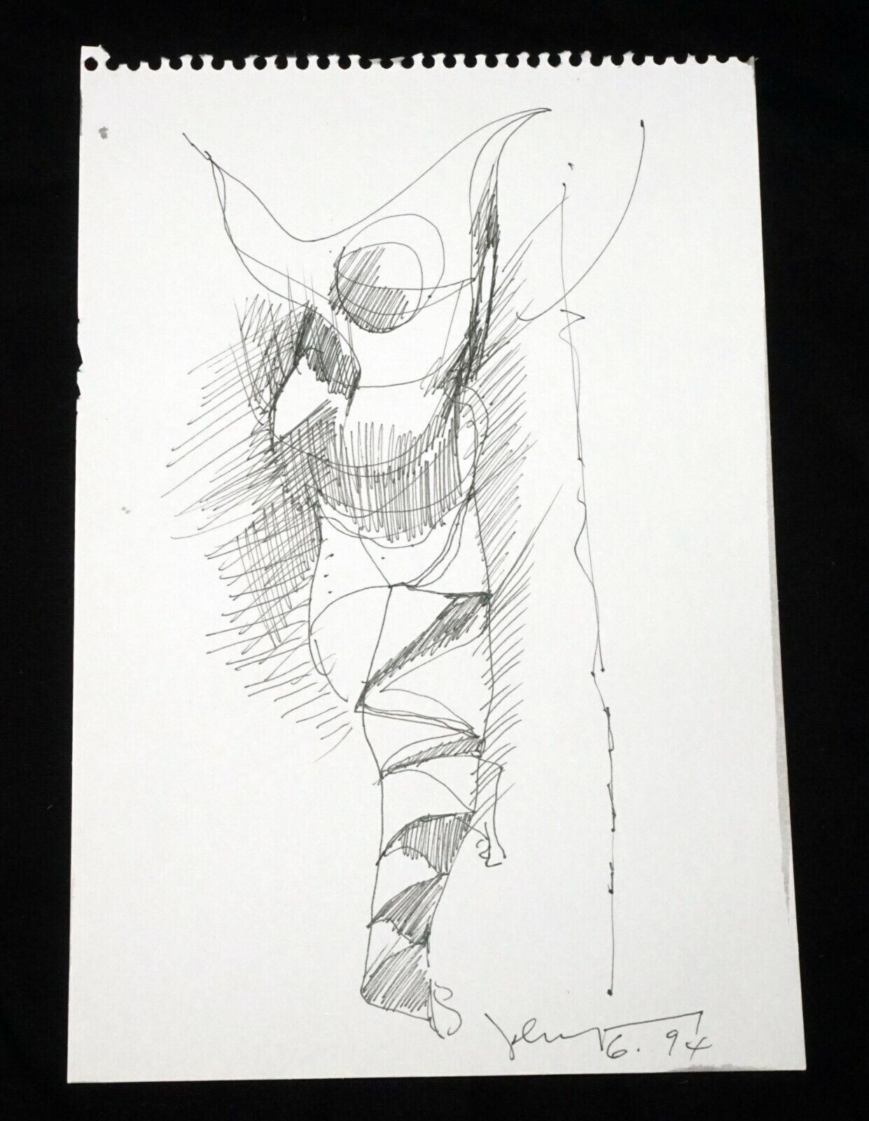 '94 Chinese Hawaii Drawing "Dancer" by John Chin Young (1909 - 1997)(SaJ)19