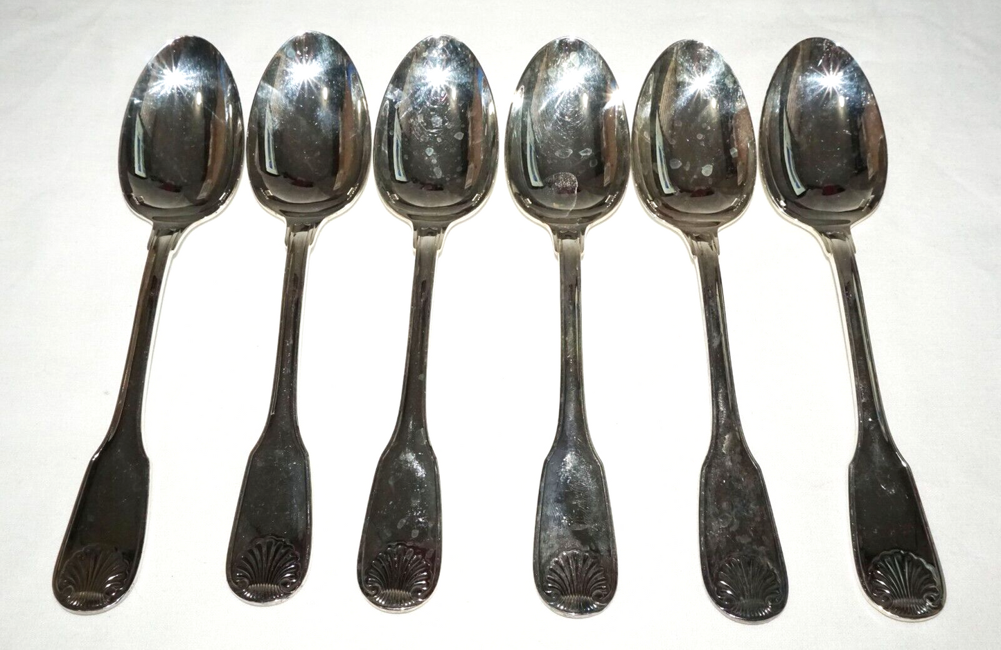 6Pc France Silver Plated Large Spoon Lot Shell Vendome Pat Christofle (NiC) L7