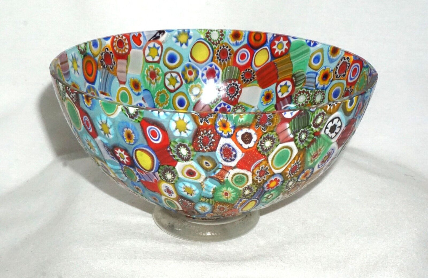 Vintage Italian Murano Millefiori Oval Footed Glass Bowl (MiM)