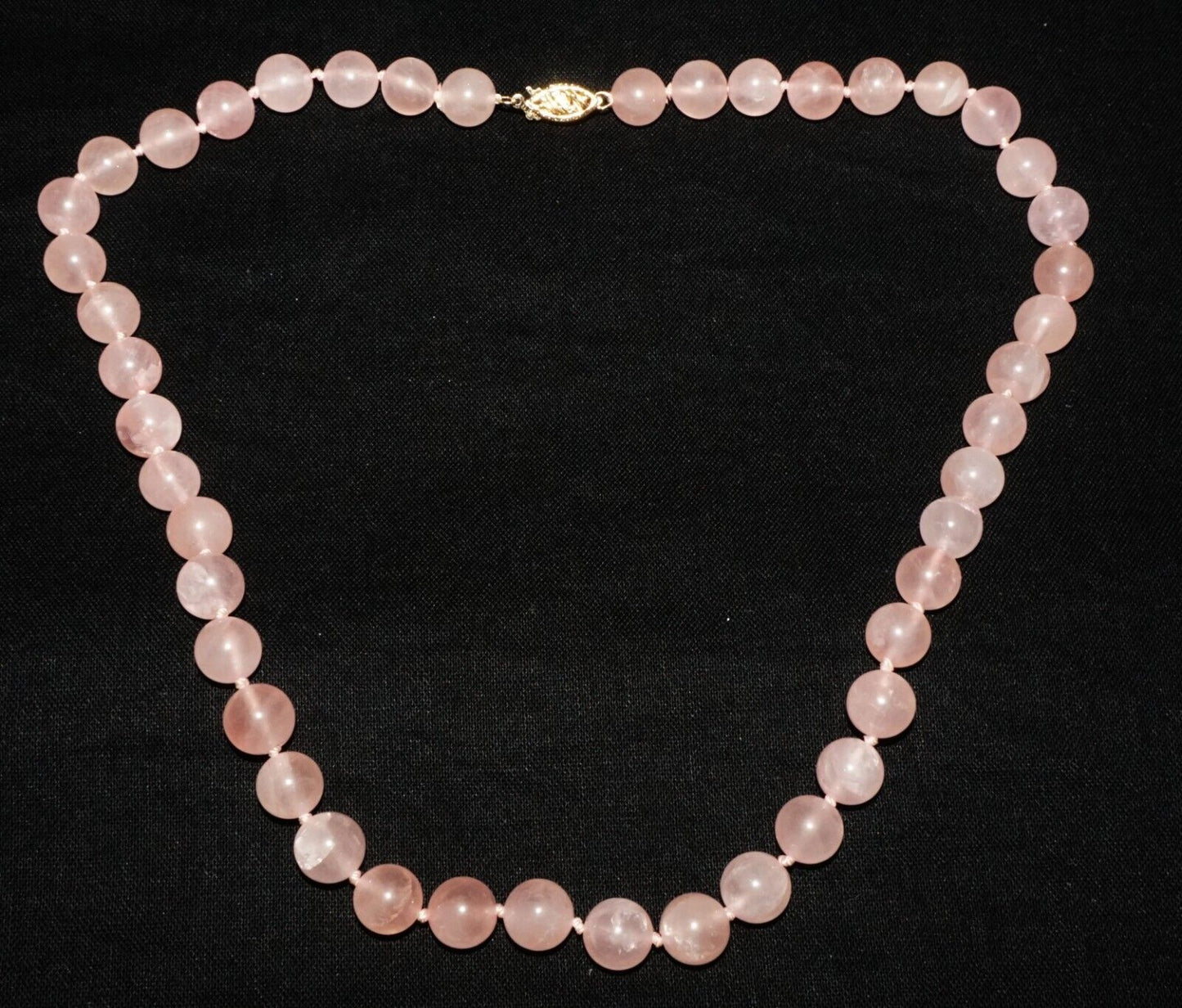 Vintage Chinese Rose Quartz Bead Choker Necklace 16" (LeS)G15