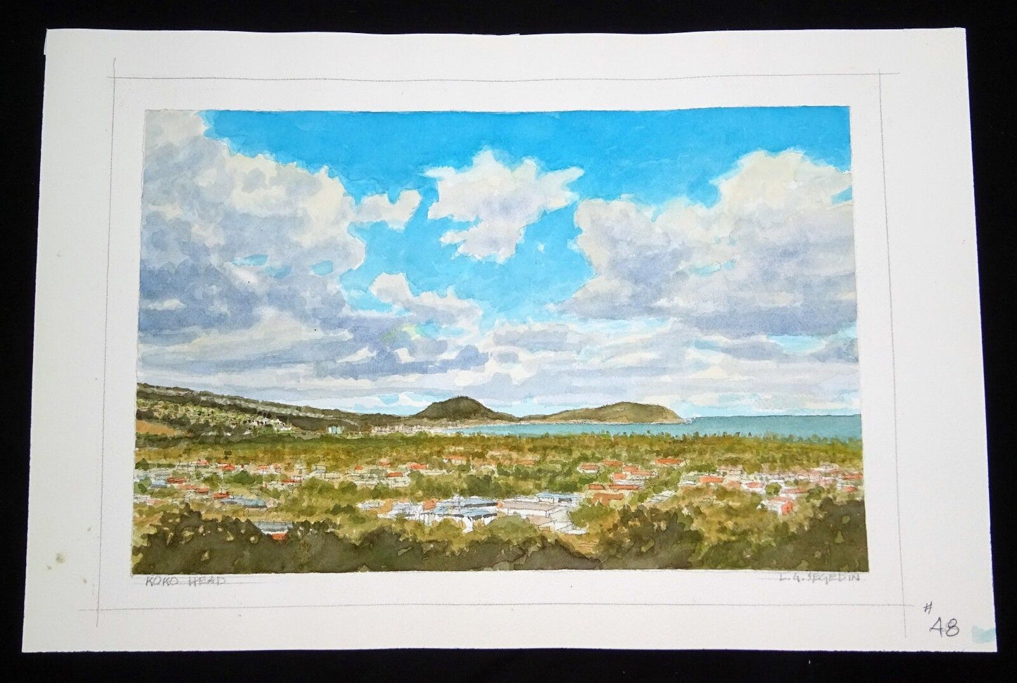 Orig. Hawaii Watercolor Painting "Koko Head poss. Diptych" by L. Segedin #48