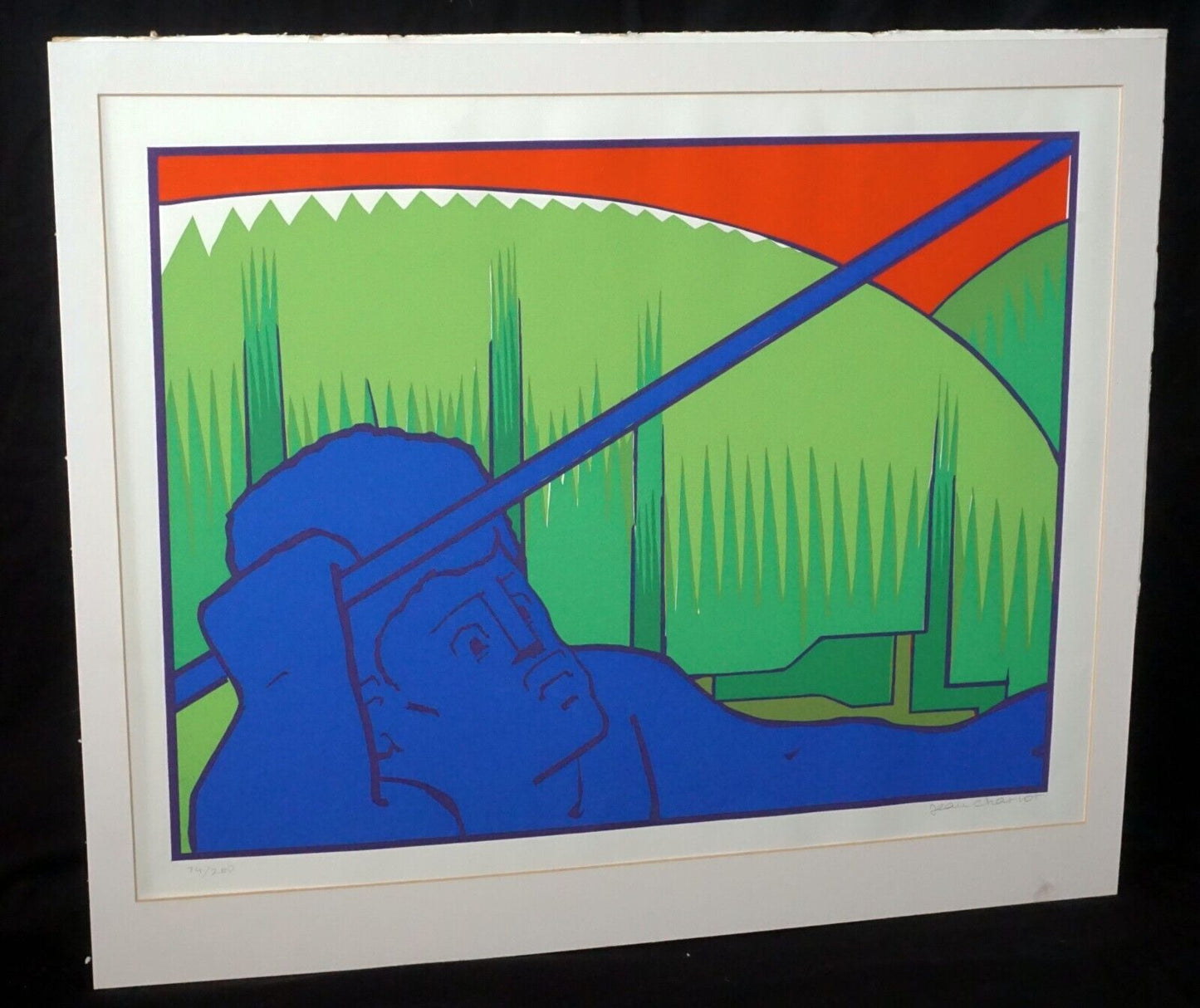70s Hawaii Silkscreen Print 74/200 Spear Thrower Jean Charlot (1898-1979) (FeH)