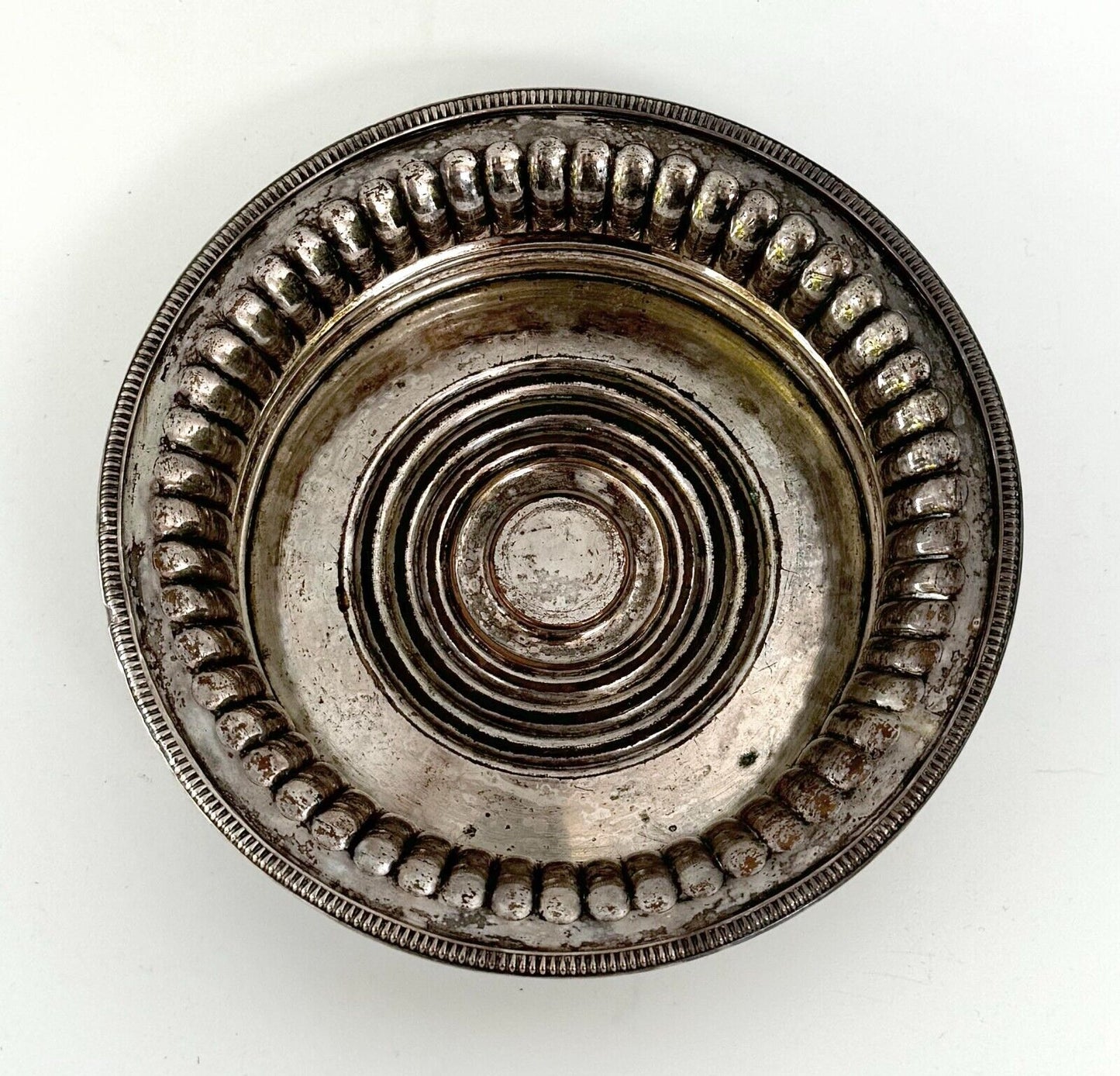 Vintage Silver Plate Ribbed Bottle Coaster w Felt Bottom (WeP)