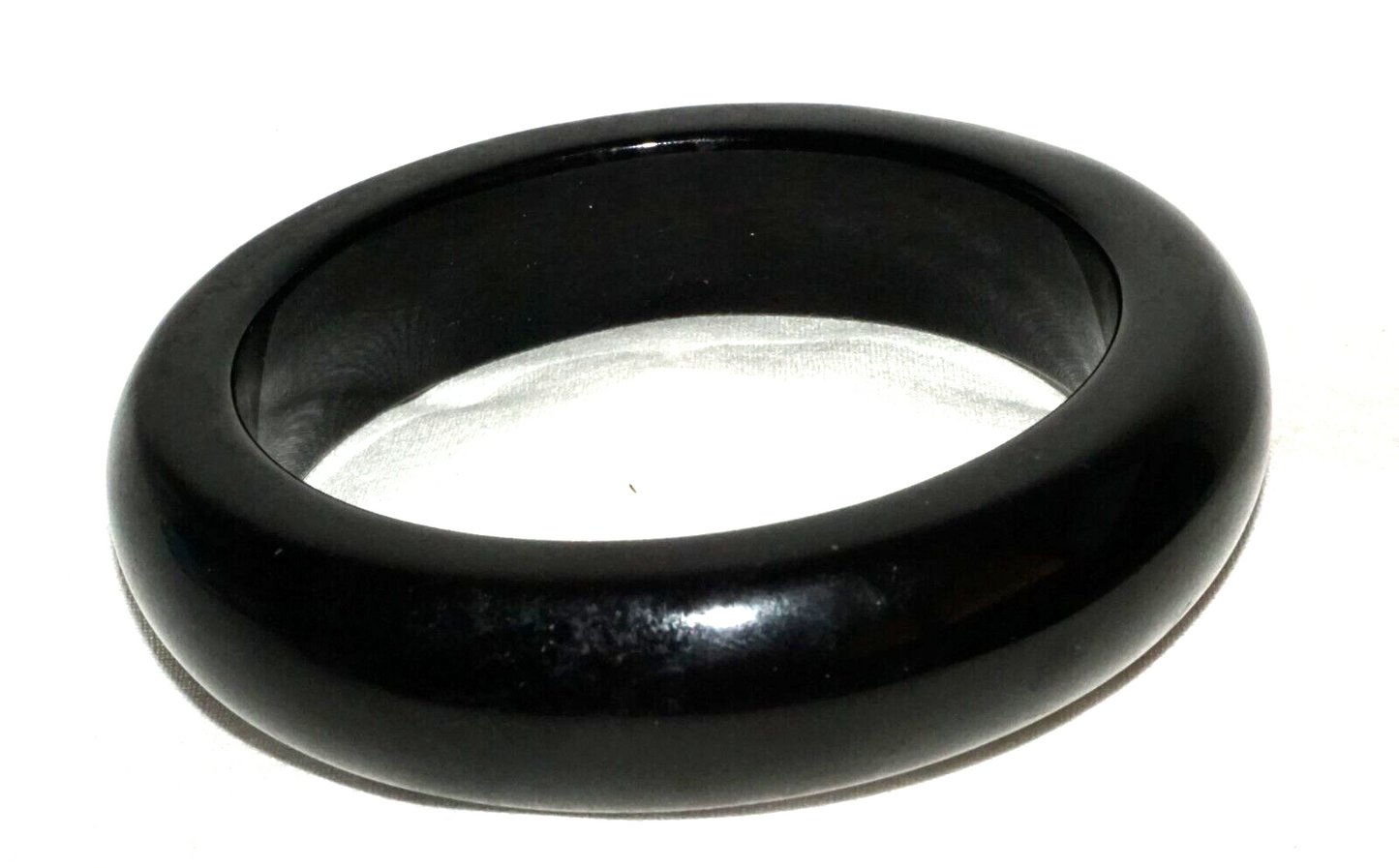 Vintage Chinese Chunky Black Onyx Bangle Bracelet (InS)#L3