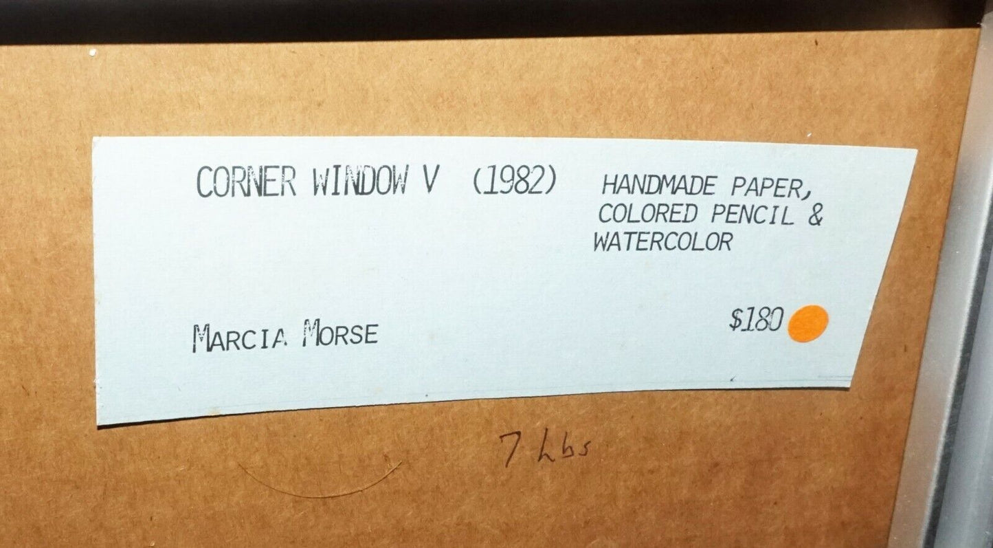 1982 Hawaii Handmade Paper Collage "Corner Window III" by Marcia Morse (***)
