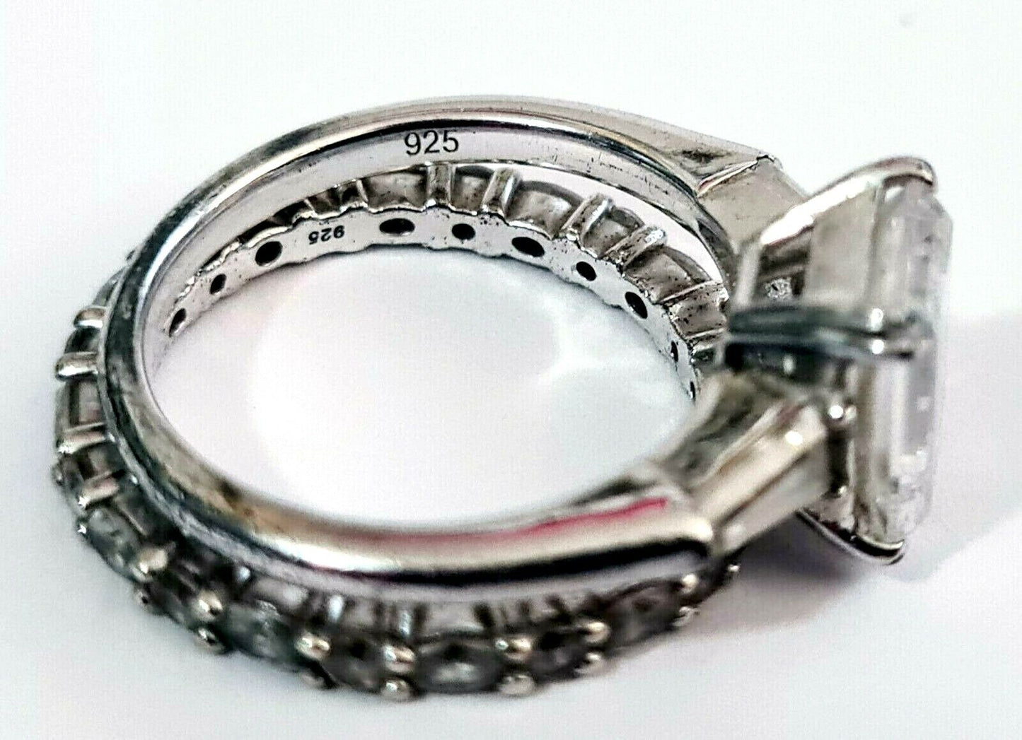 2Pc Vintage Sterling Silver & Cubic Zirconia Rings Sz. 5.5/6 (WMH)3f