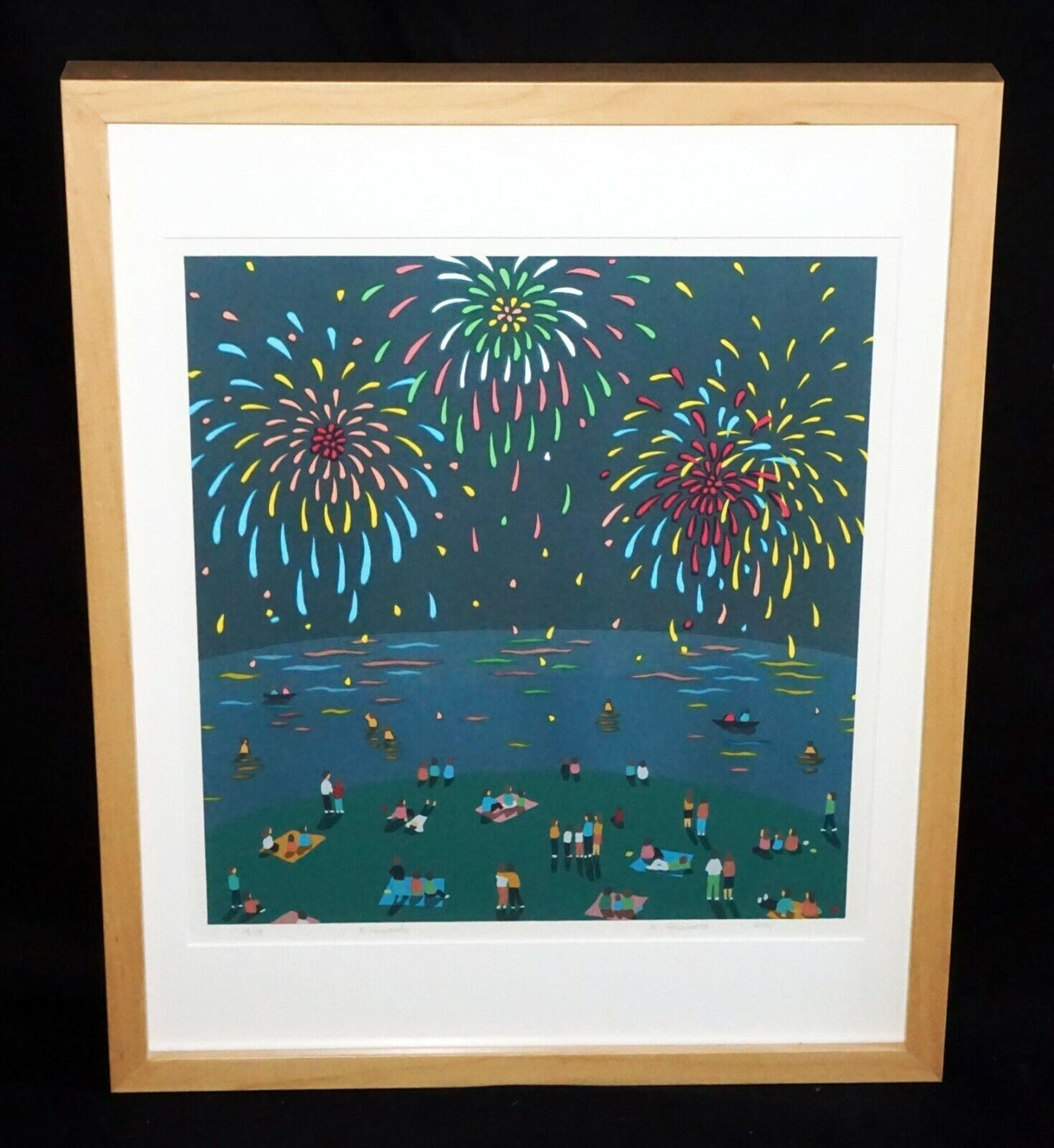 Hawaii Framed Color Print 14/19 4th July Fireworks Honolulu Mari Sakamoto (ChA)
