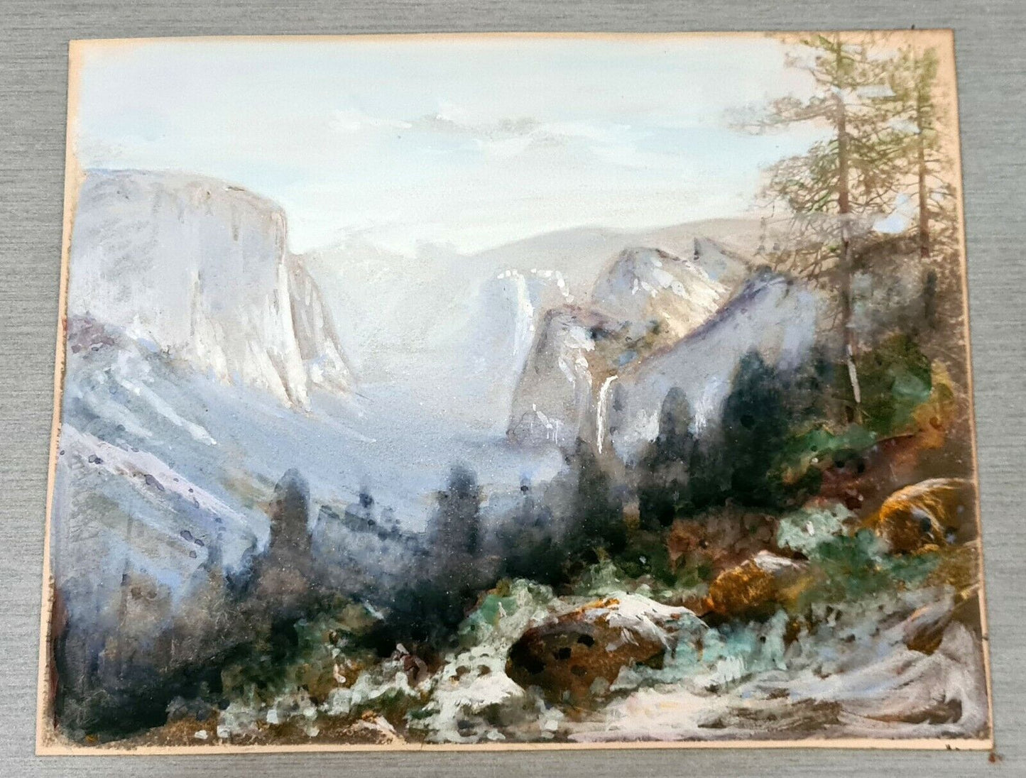 1924 California Gouache Painting on Paper "Yosemite Valley" by J.M. (HeN)