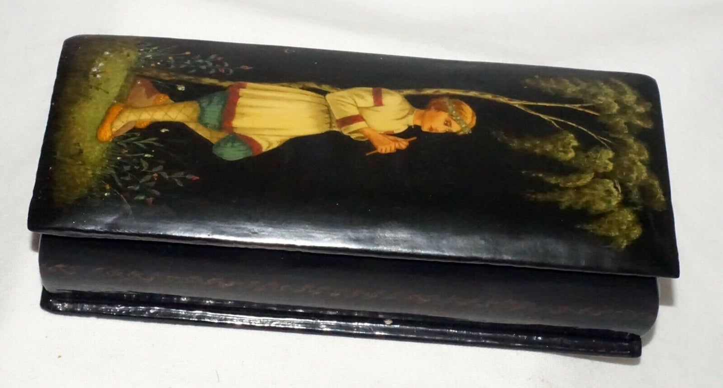 Vintage Russian Lacquer Box Fairy Tale Male Figure under Tree unsigned (AHB)