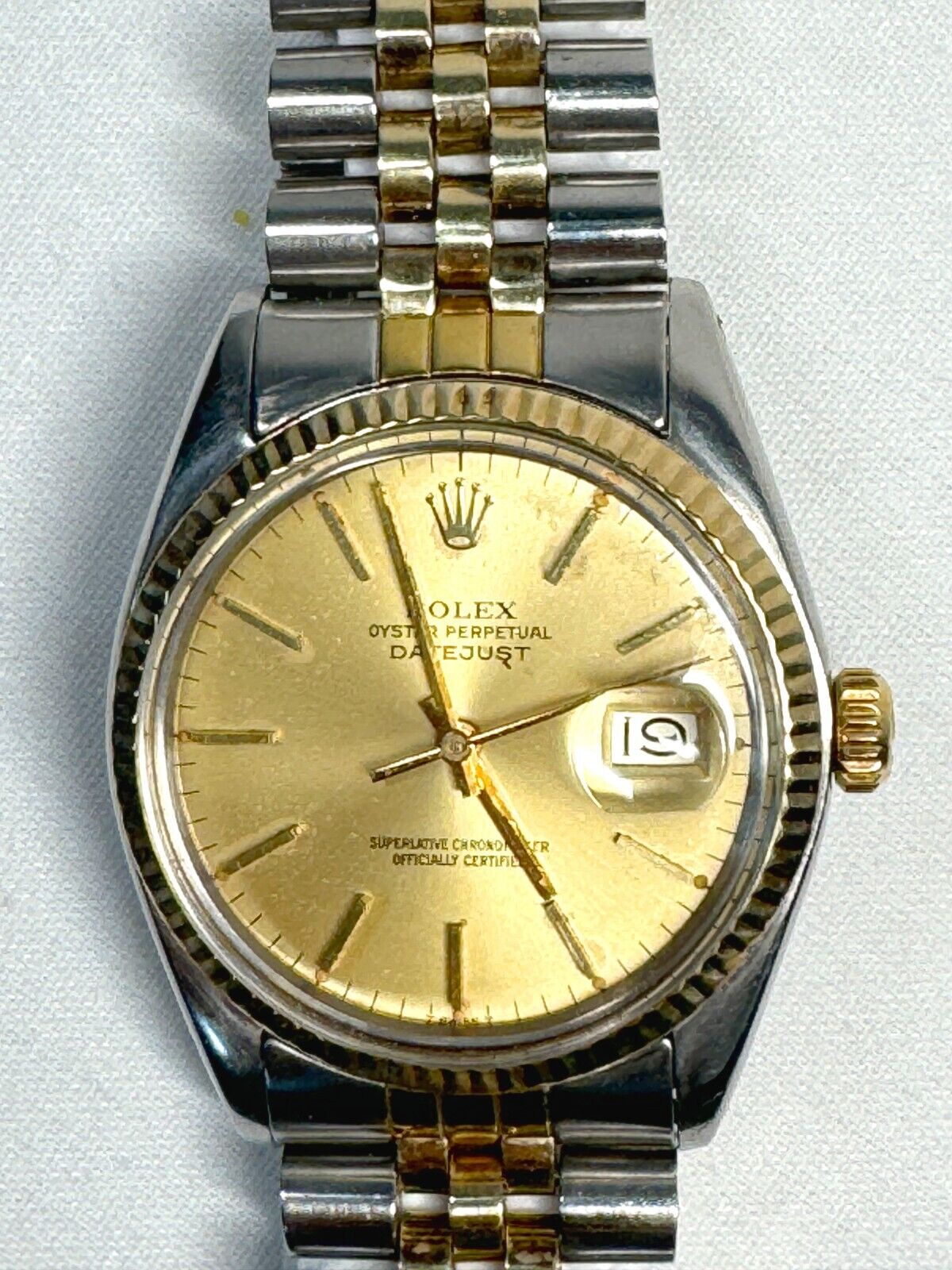 Vintage Rolex Datejust Mens 18k Yellow Gold/Steel Champagne Dial 36mm (ThC)