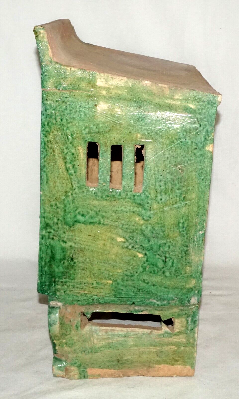 Antique Chinese Ming Green & Yellow Glazed Stoneware Mini Bed in Box (UVi)#11 IC