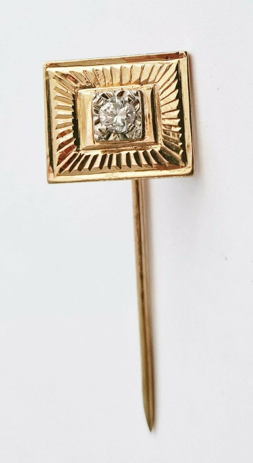 Antique 14k Yellow Gold Pin w. Diamond Accent 0.17ct. (PiC)