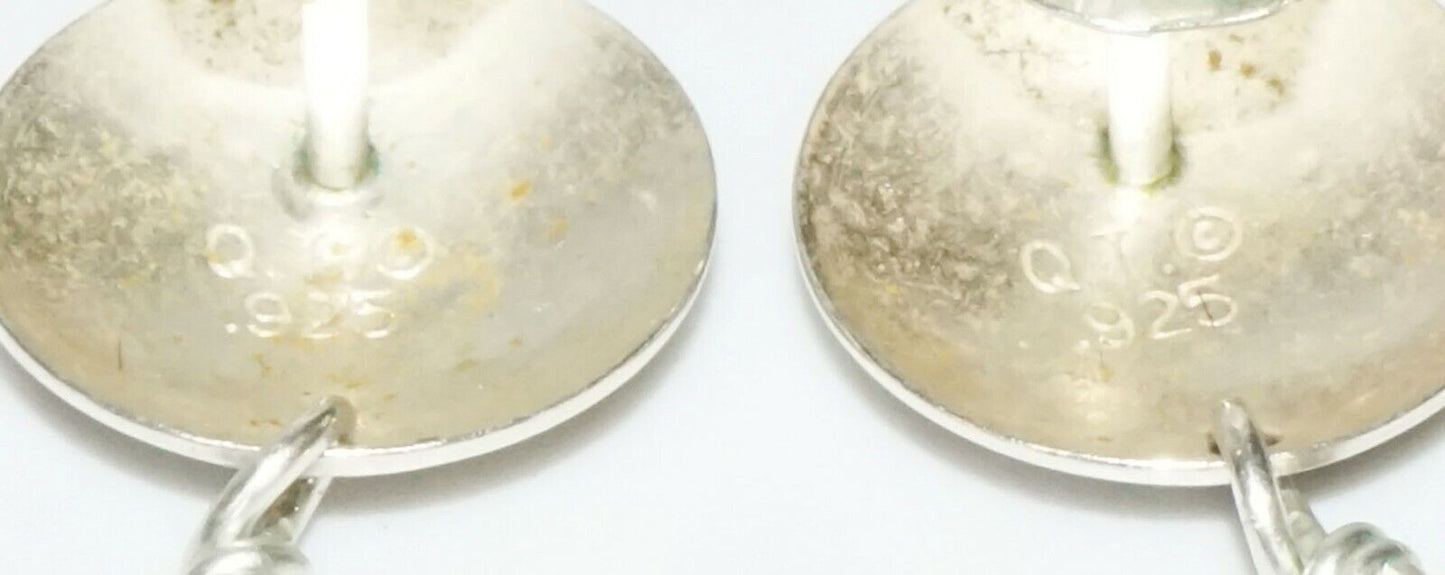 2x Pairs S.W. Style Sterling Silver Earrings w. Turquoise Color Accents(SaR)#387