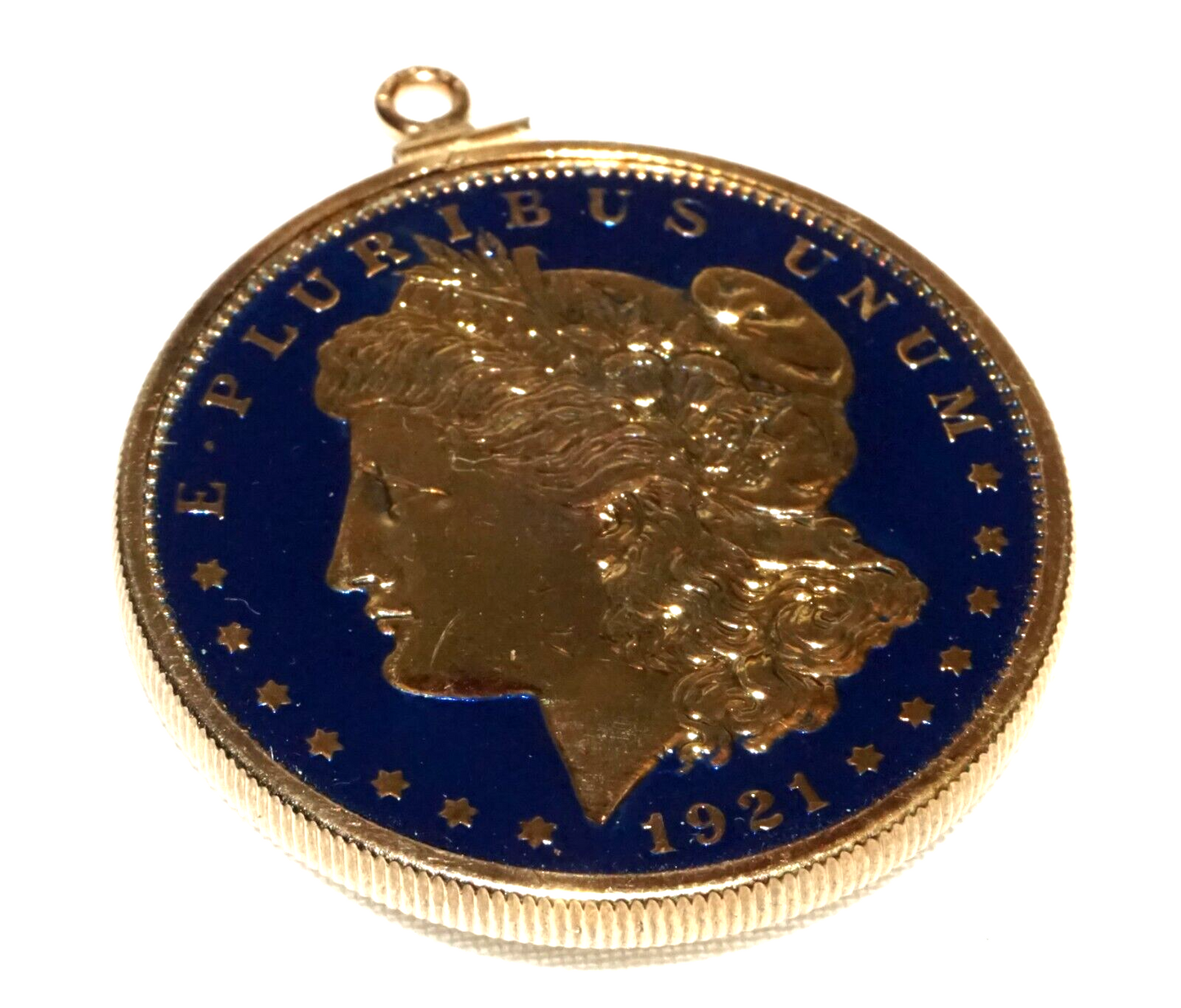 1921 US Morgan Dollar in Multicolor Enamels in G.P. Coin Bezel Pendant (RoT) #3
