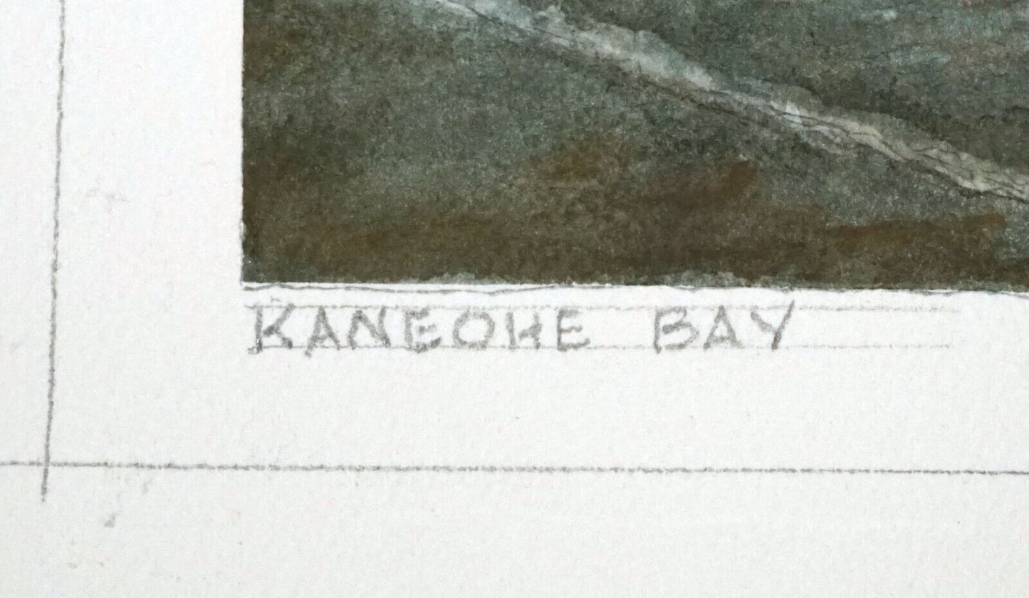 Hawaii Watercolor Painting Kaneohe Bay w. Boat by Larry Segedin #190