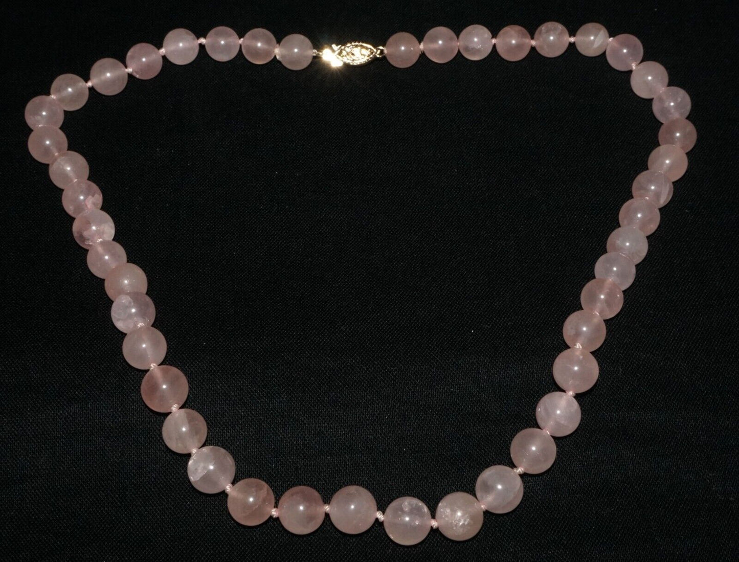 Vintage Chinese Rose Quartz Bead Choker Necklace 16" (LeS)G15