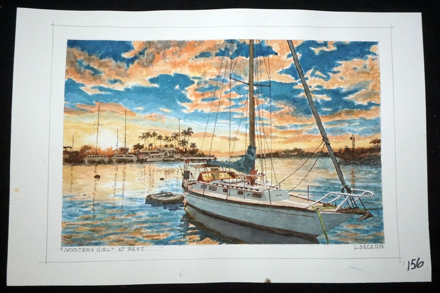 Hawaii Watercolor Painting "Sail Boat at Rest" by Larry Segedin #156