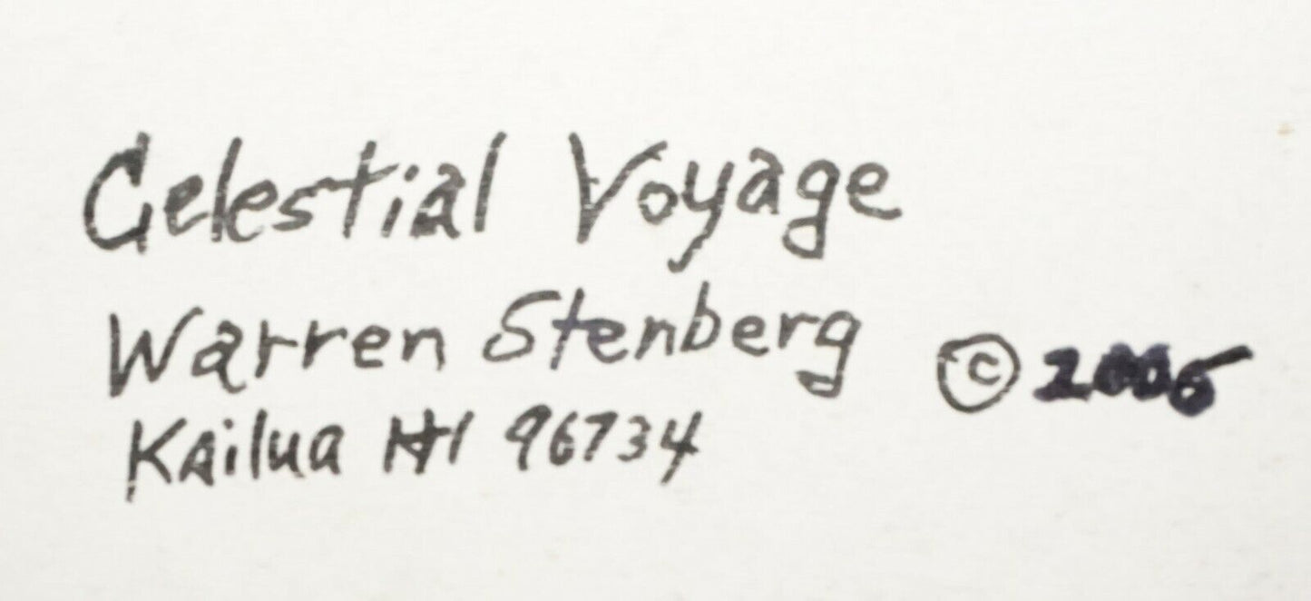 Hawaii Modernist Mixed Media Painting Celestial Voyage by Warren Stenberg (PiJ)