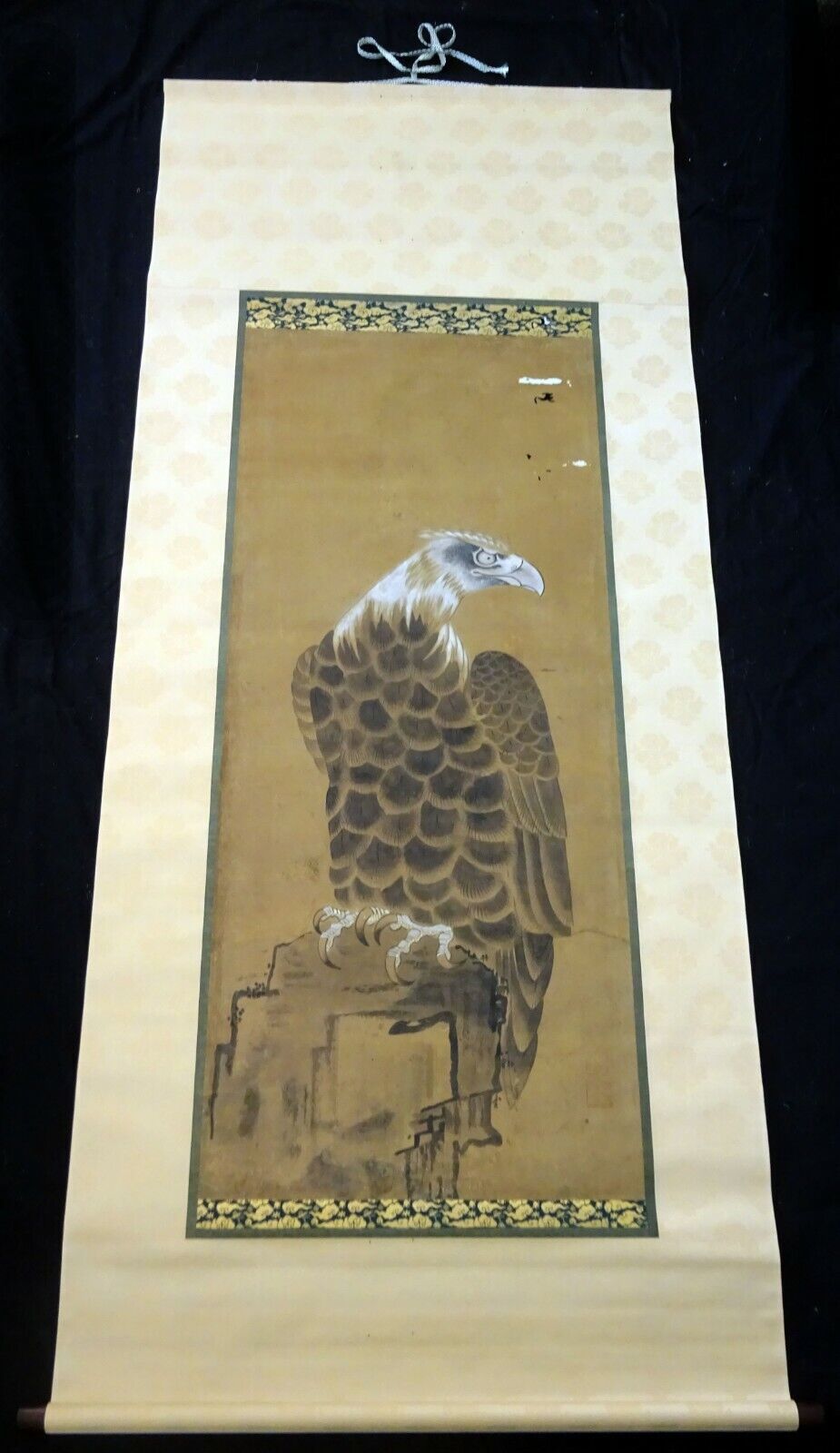 1850s Japanese Scroll Painting of a "Hawk Bird of Prey" from Samurai House (Fuj)