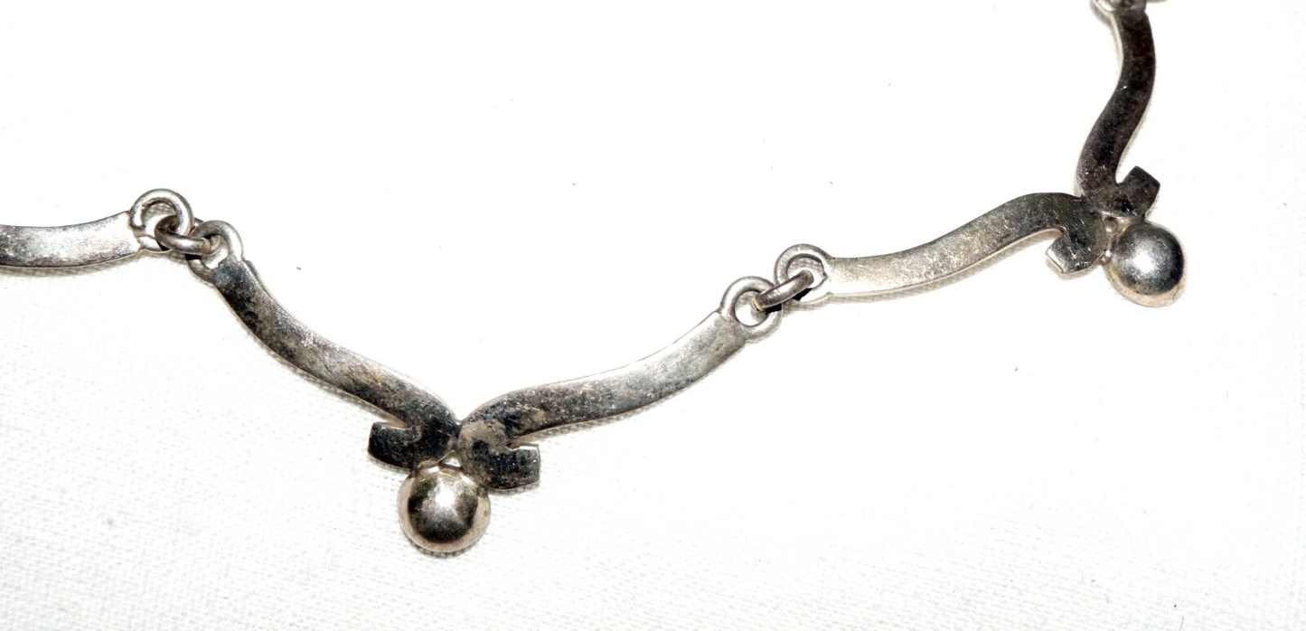 Vintage Mexican Sterling Silver Sectional Choker Necklace signed (LeS)L24