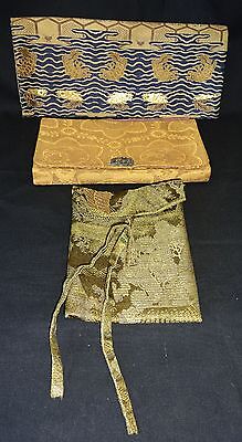 3x 19/20CT Japanese Silk Brocade Purses (Par)