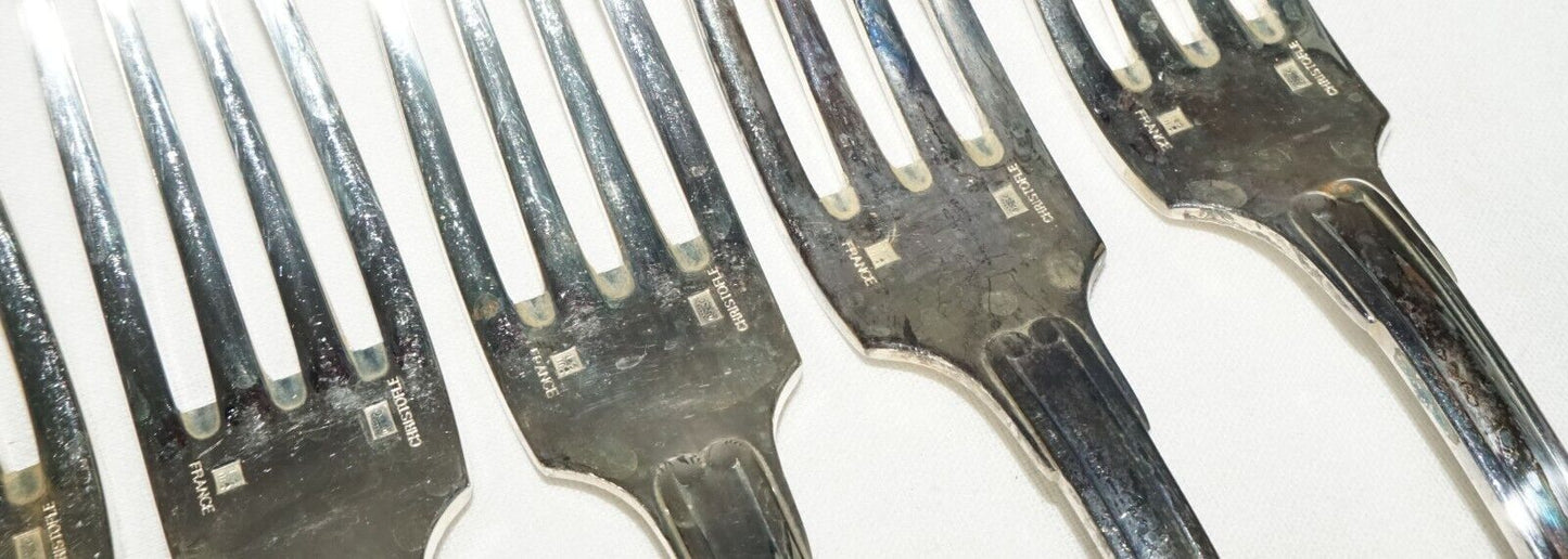 6Pc France Silver Plated Dinner Forks Lot Shell Vendome Pat Christofle (NiC) L6