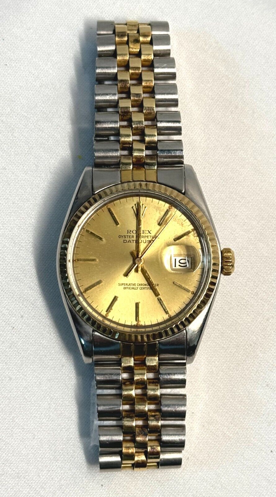 Vintage Rolex Datejust Mens 18k Yellow Gold/Steel Champagne Dial 36mm (ThC)
