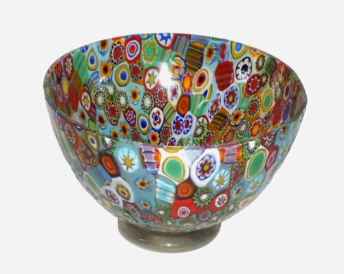 Vintage Italian Murano Millefiori Oval Footed Glass Bowl (MiM)