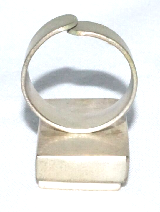 Vintage Silver Plated Abstract Sunflower Petal Tile Ring Adjustable Size (LoC)L2