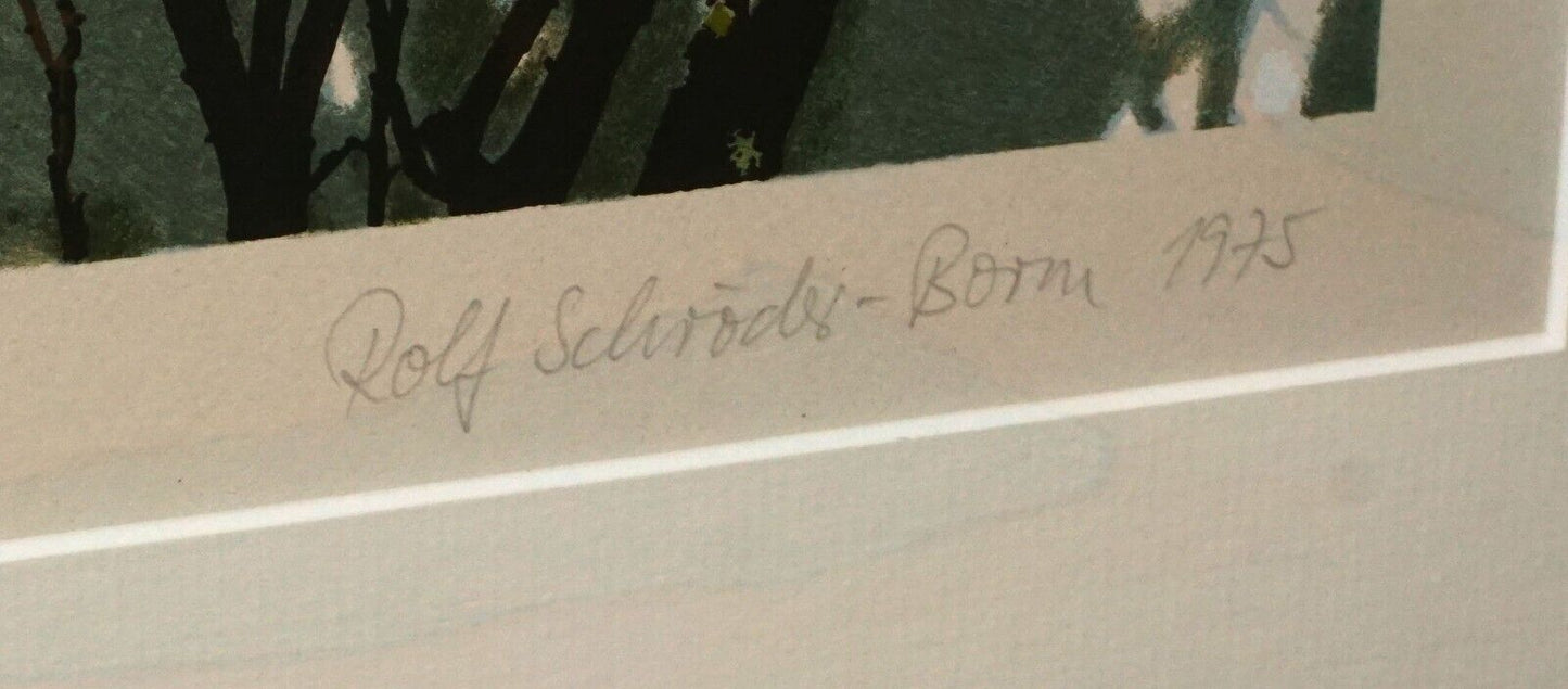 1975 Color Serigraph Artist Edition of a Rosebush by Rolf Schröder-Borm (HiC)