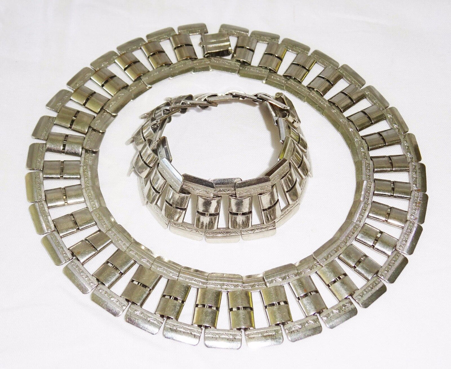 1920s US New York Art Deco Silver-plated Necklace and Bracelet by Coro (Kow)
