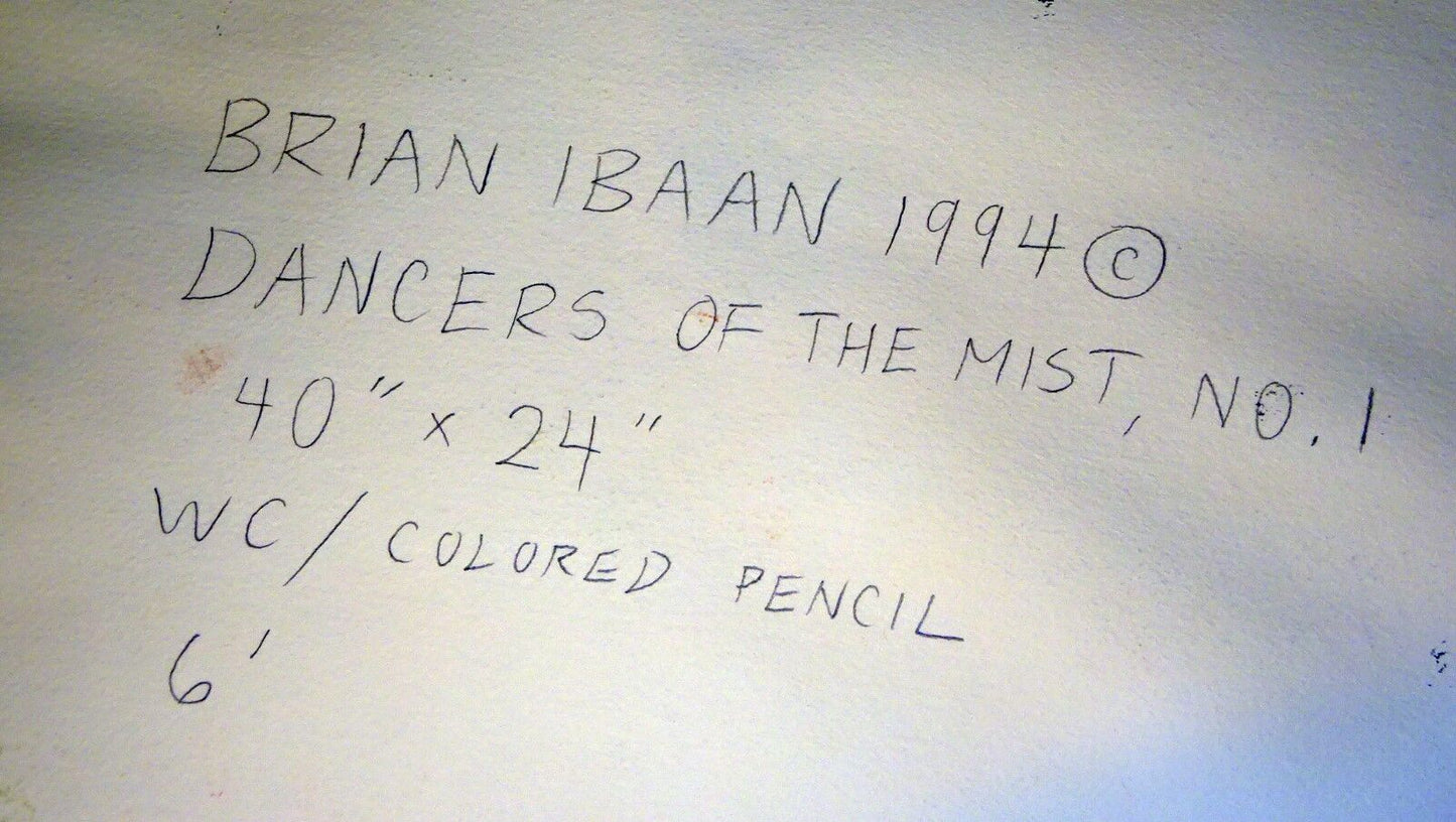 1994 Hawaii WC & Pencil Painting "Hypnotic Male Hula Dancer" by Brian Ibaan(Blo)