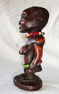 20CT Central African Tribal Ancestral Figure Carving w. Trade Bead Accents (Eic)