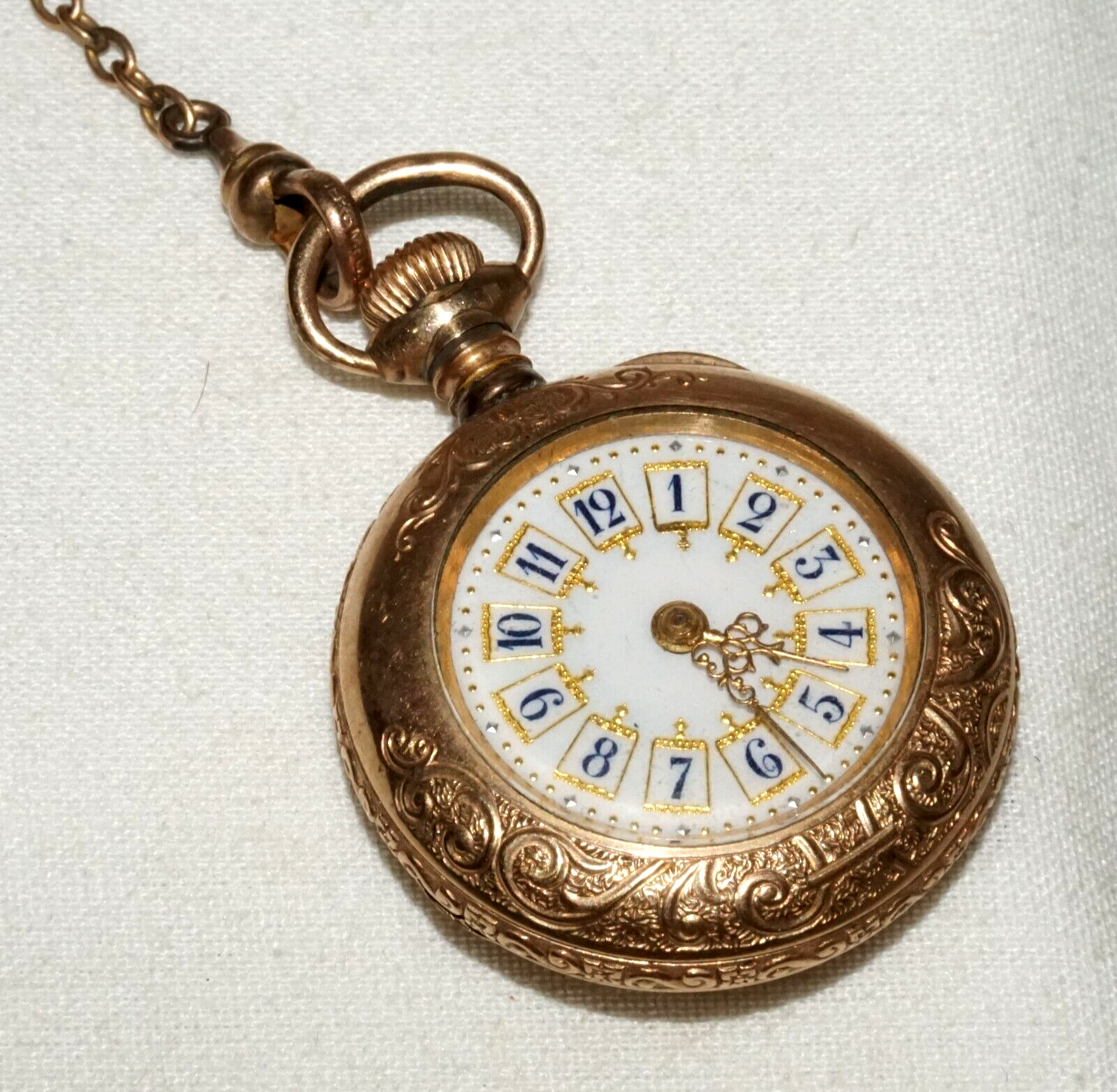 1900 US Gold Plated Ladies Pocket Watch by New England Watch Co. (LeD)
