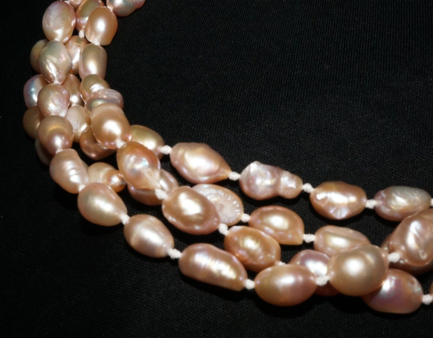 Vintage Baroque Pinkish Bronze Colored Super Long 64" Pearl Necklace (AHB)