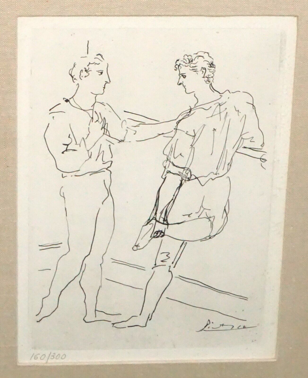 1920s Spanish Etching Print 160/300 Deux danseurs à la barre Pablo Picasso (PaN)