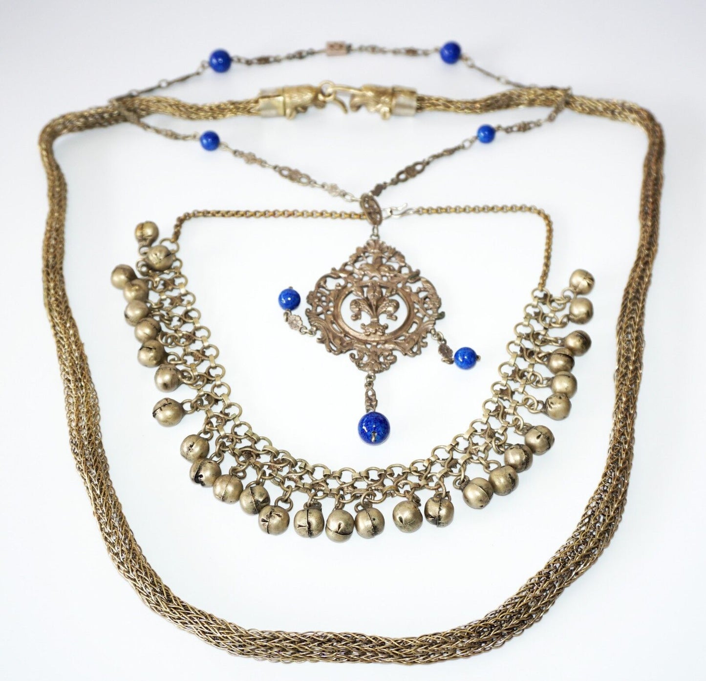 3x Indian Style Mixed Bead & Metal Chain Necklaces by Yasue Yamada (Yam)#9