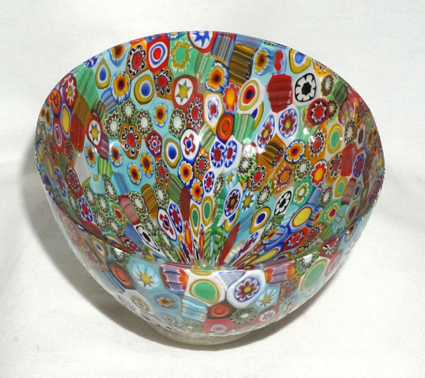 Vintage Italian Murano Millefiori Oval Footed Glass Bowl (MiM)