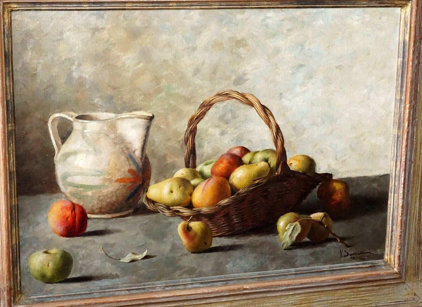 Vintage Italy Oil Painting Still Life w Fruit by Giordano Becciani (b.1916)(AHB)