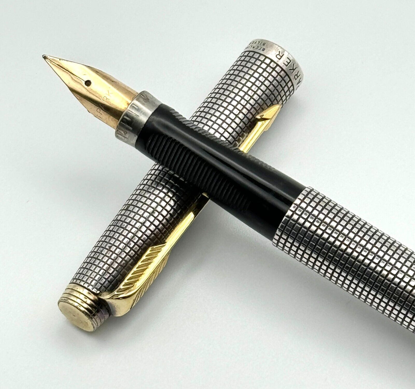 Vintage Sterling Silver Parker 75 Fountain Pen w 14K Nib Made in USA (MiM)