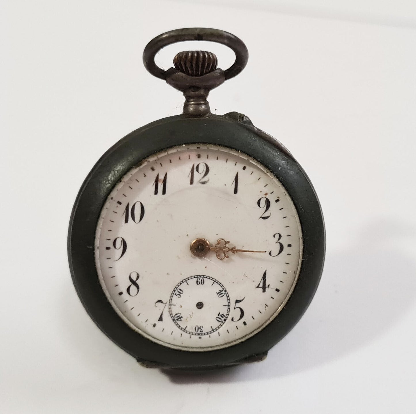 German Russian Niel Black Enamel Silver 84 875 Half Hunter Pocket Watch (AHB)