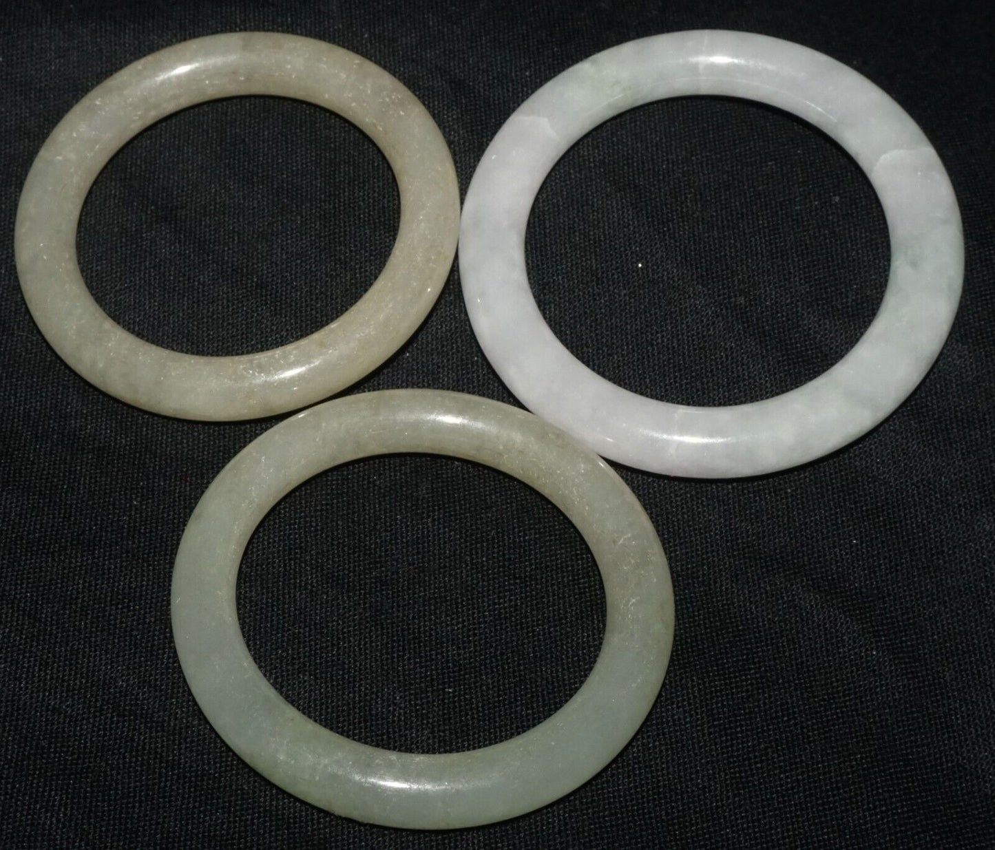 3Pc Chinese White & Green Jadeite Jade Rings Baby Bangle Bracelets (LeS) B38