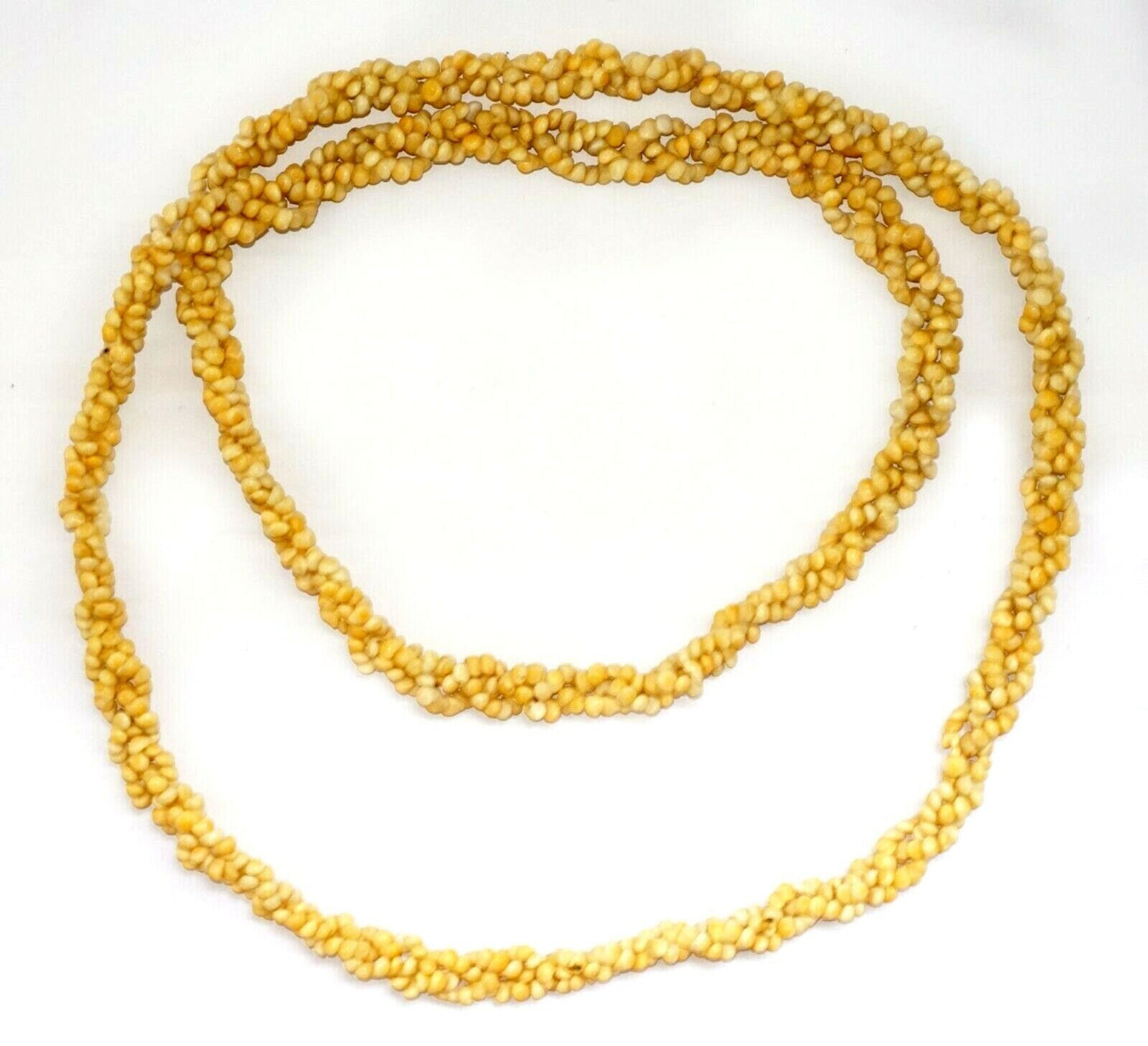 Vintage Pacific 3x Single Strand Braided Yellow Mini Shell Lei Necklace (CuM)