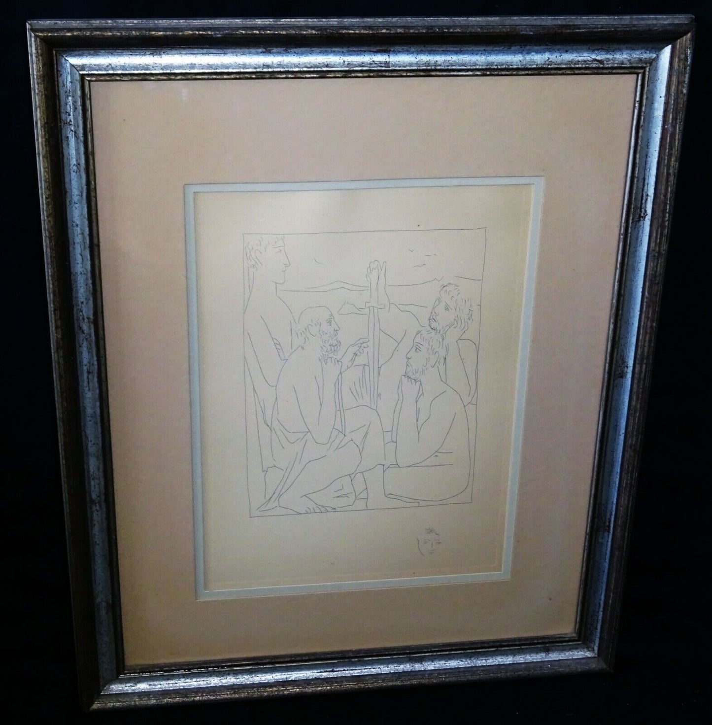 70s Spanish Etching Print "Nestor's Tales of the Trojan War" Pablo Picasso (CuM)